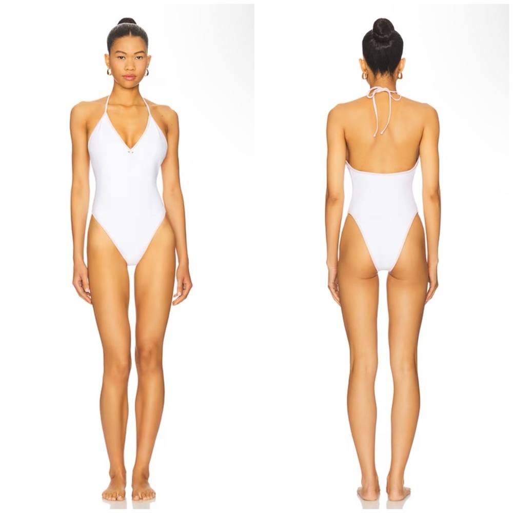Tularosa Kacia One Piece in White & Baby Pink Size XL